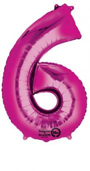 Folienballon Zahl "6" pink 86x55cm 