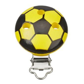 Schnulli-Ketten Clip Fussball, schwarz/gelb 