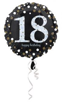 Folienballon Zahl "18" schwarz 43cm Sparkling Birthday 