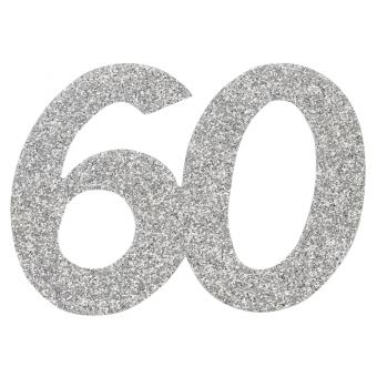 Jubiläumszahl "60", ca. 6 cm, silber 