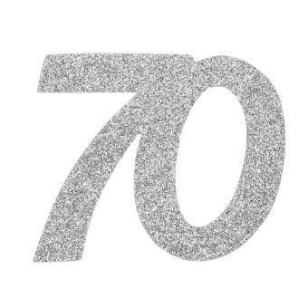 Jubiläumszahl "70", ca. 6 cm, silber 