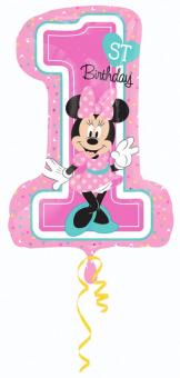 Folienballon Zahl "1" Geburtstag "Minnie" pink 