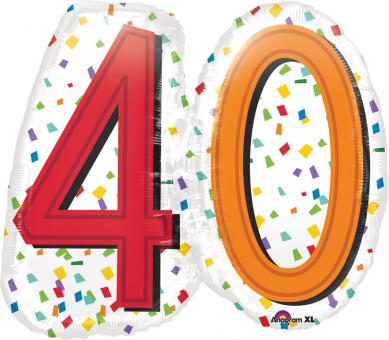Folienballon Zahl "40" Birthday Rainbow 
