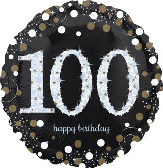 Folienballon Zahl "100" schwarz 43cm Sparkling Birthday 