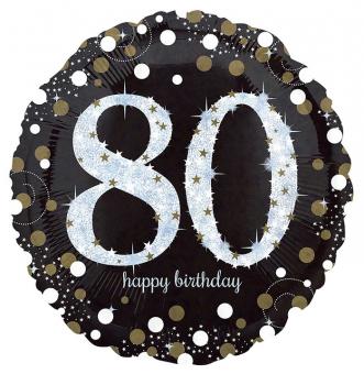 Folienballon Zahl "80" schwarz 43cm Sparkling Birthday 