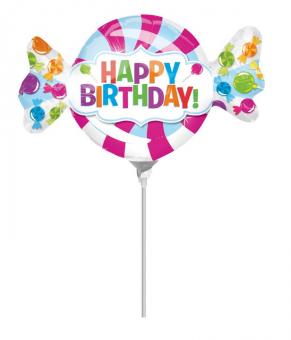 Folienballon Mini am Stil Happy Birthday Bonbon 