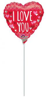 Folienballon Mini am Stil "I Love You" - Herz - rot 