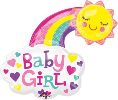 Folienballon "Baby Girl" Wolke, Sonn Regenbogen für Mädchen 