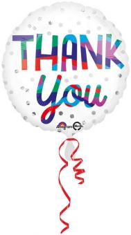 Folienballon "Thank You" silber Punkte 