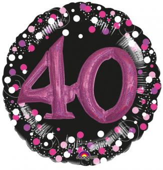 Folienballon Zahl "40" 3D Effekt Sparkling pink 91 x 91 cm 