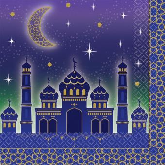 16 Servietten - Eid Mubarak - 1001 -Nacht Papier 33x33cm 