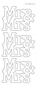 Konturen Sticker "Mr & Mrs" silber, 3 St. 