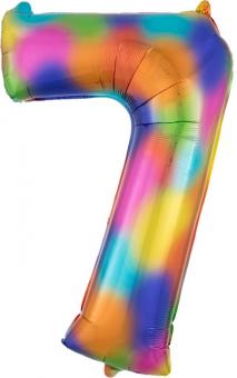 Folienballon Zahl "7" rainbow 88x55cm 