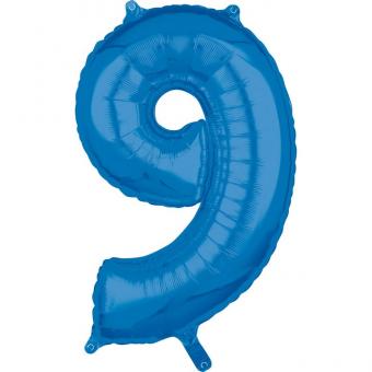 Folienballon Zahl "9" blau 43x66cm 