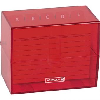 Karteikartenbox A7 gefüllt red transparent 