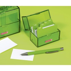 Karteikartenbox A8 gefüllt kiwi transparent 