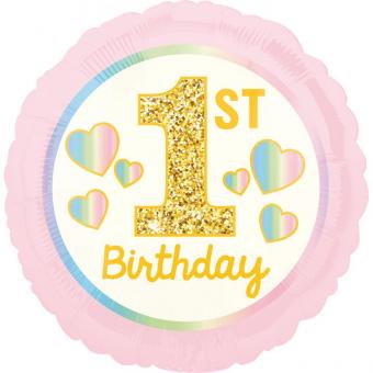 Folienballon Zahl "1" 1st Birthday Pink & Gold Mädchen 