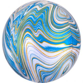 Folienballon Orbz blau marblez 40cm 