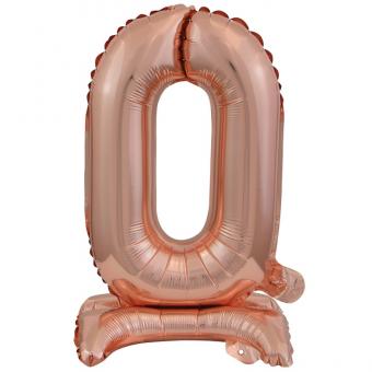 Folienballon Mini Zahl "0" rosé S mit Standfuß 38x15cm 