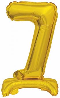 Folienballon Mini Zahl "7" gold S mit Standfuß 38x15cm 