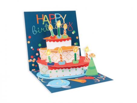 Pop Up 3D Karte mit Licht Happy Birthday Hunde Party 