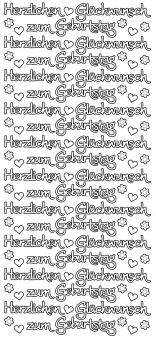 Konturen Sticker "Herzlichen Glückwu nsch zum Geburtstag" silber 