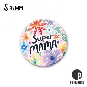 Magnet rund 3,2cm super mama blumen 